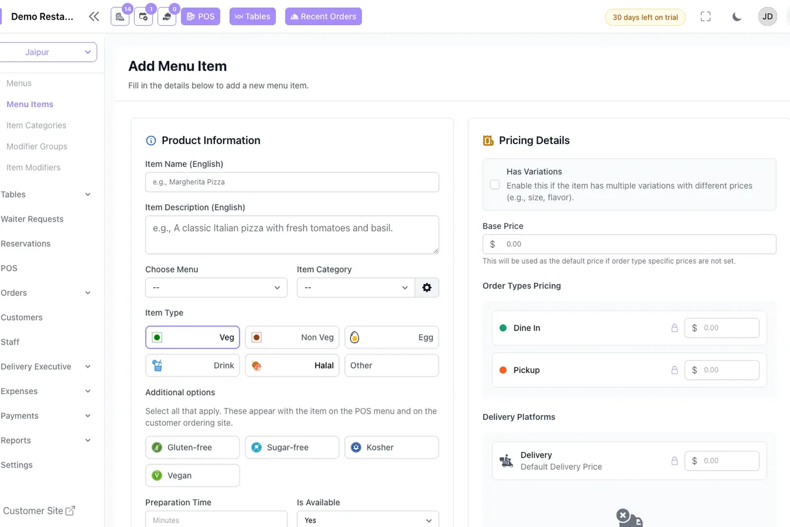 TableTrack — restaurant admin dashboard
