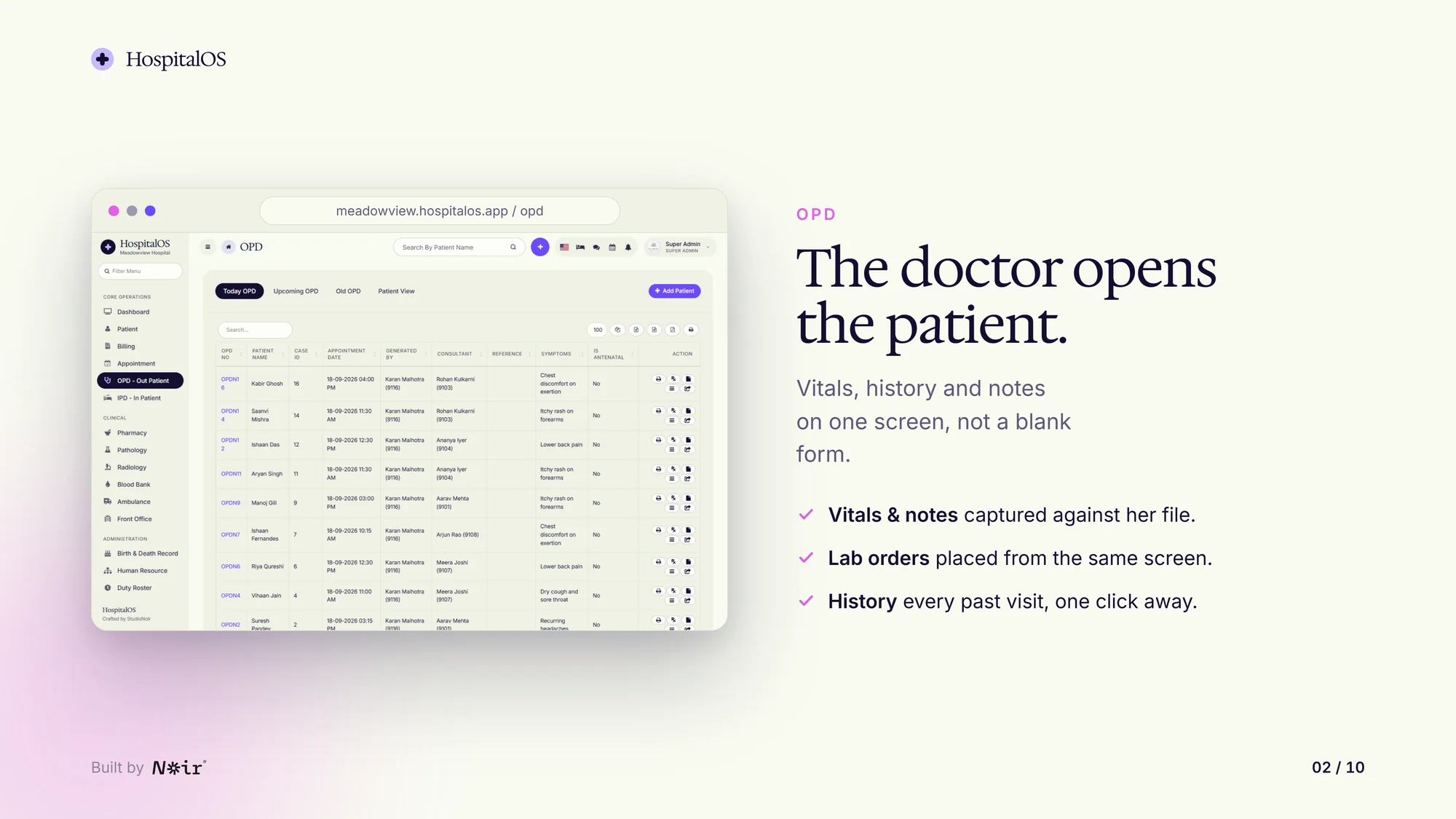 HospitalOS out-patient consultation screen